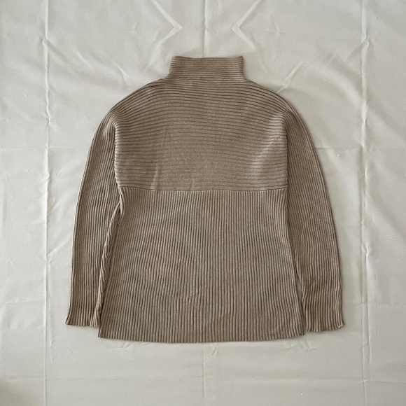 AVIREX Tan Rib Knit Mock Neck Pullover Sweatshirt - Picture 2 of 2